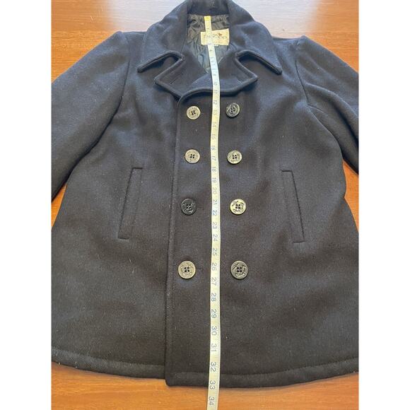 VINTAGE Fox Knapp Pea Coat Mens 42 Black Double Breasted Quilt Lined Made in USA - Picture 8 of 13